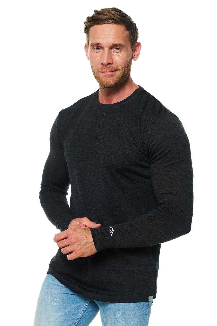 Men's Merino Wool Henley Long Sleeve 170 Olive Green