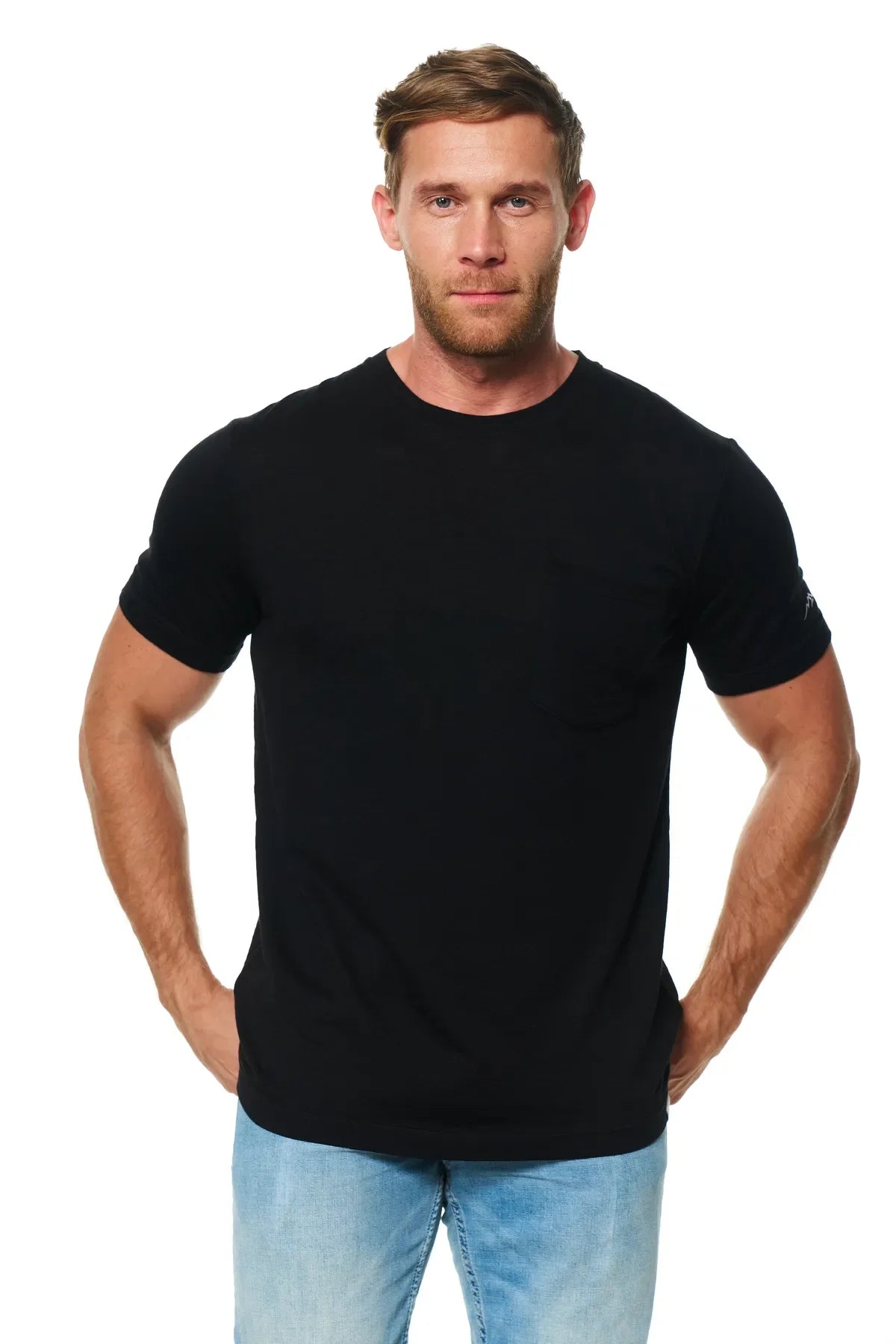 Men's Merino Wool Black Pocket T-Shirt
