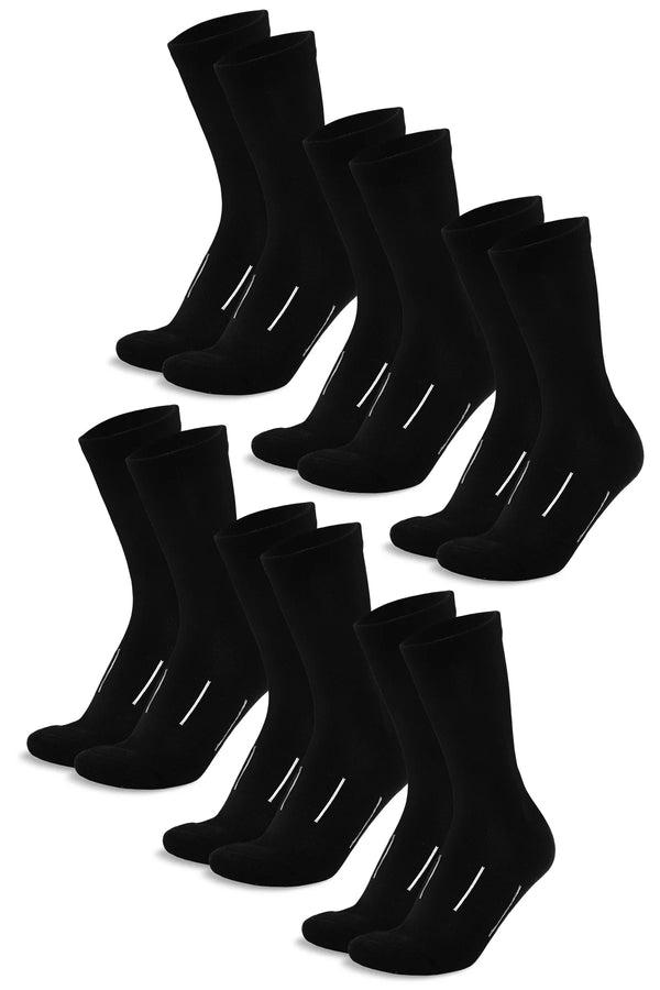 Merino Wool Hiking Socks - (Pack of 6) Jet Black