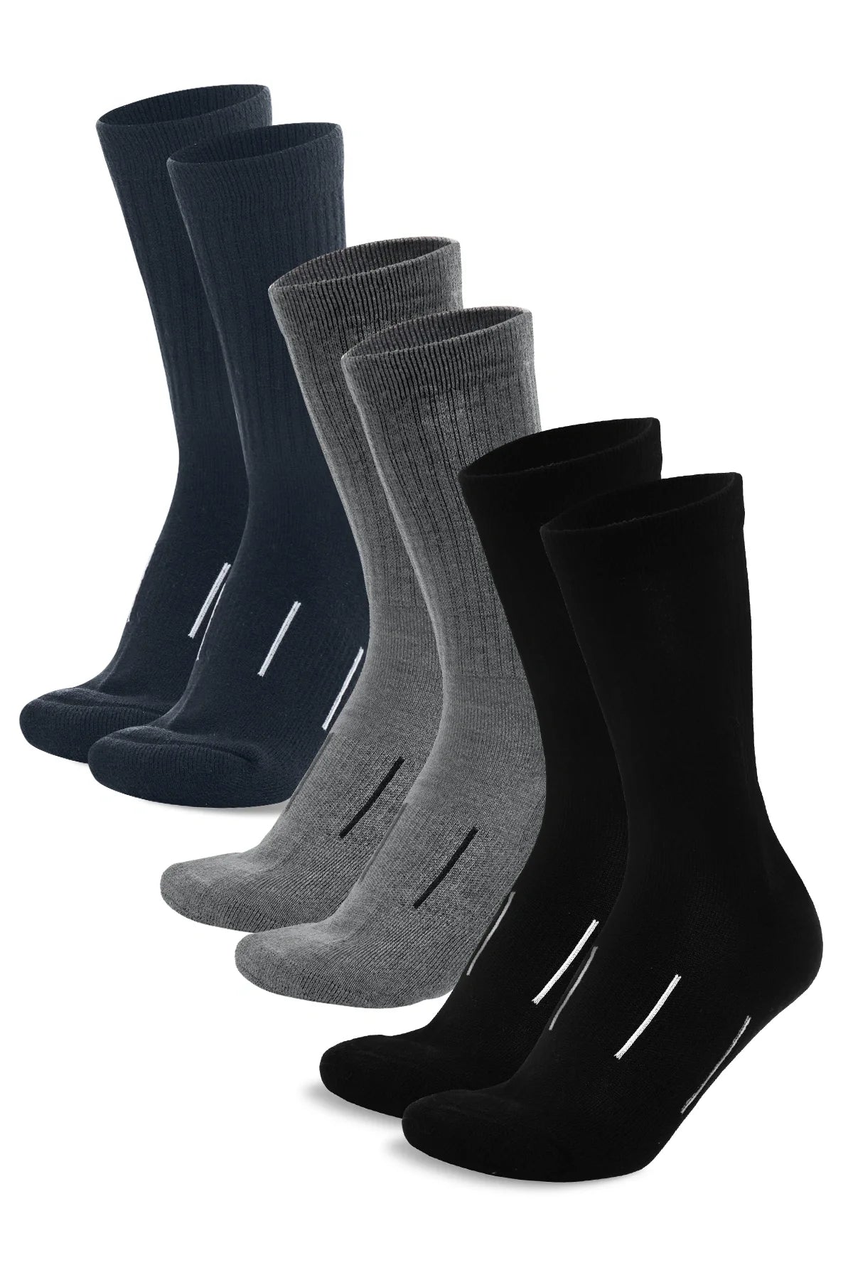 Merino Wool Hiking Socks - Multicolor: Jet Black, Steel Grey, Navy Blue