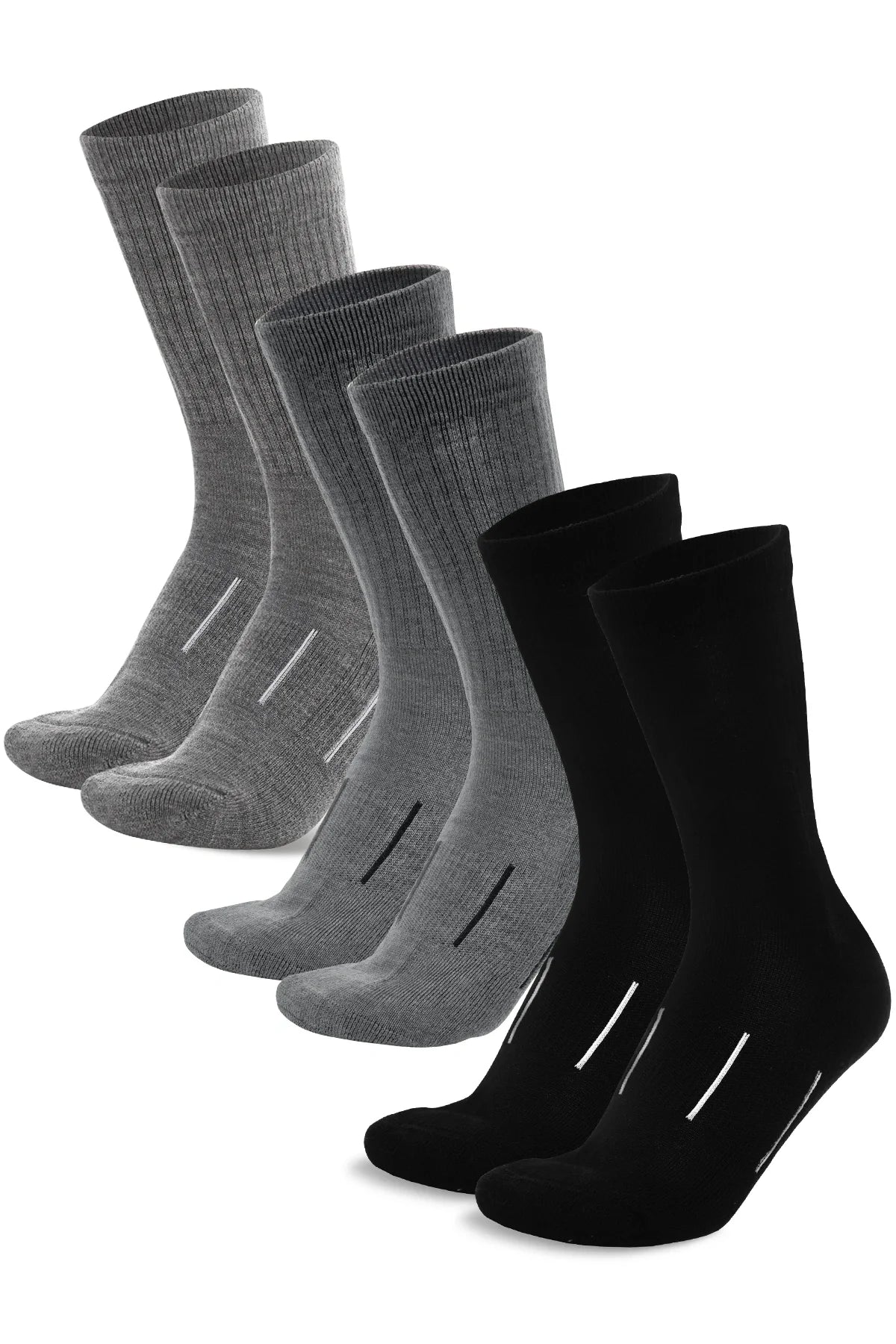 Merino Wool Hiking Socks - Multicolor: Jet Black, Steel Grey, Pearl Grey