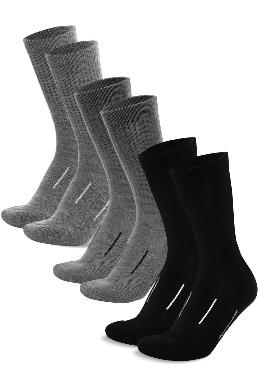 Merino Wool Hiking Socks - Multicolor: Jet Black, Steel Grey, Pearl Grey