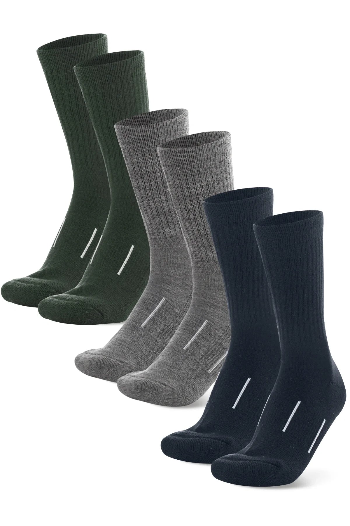Merino Wool Hiking Socks - Multicolor: Navy Blue, Pearl Grey, Hunter Green