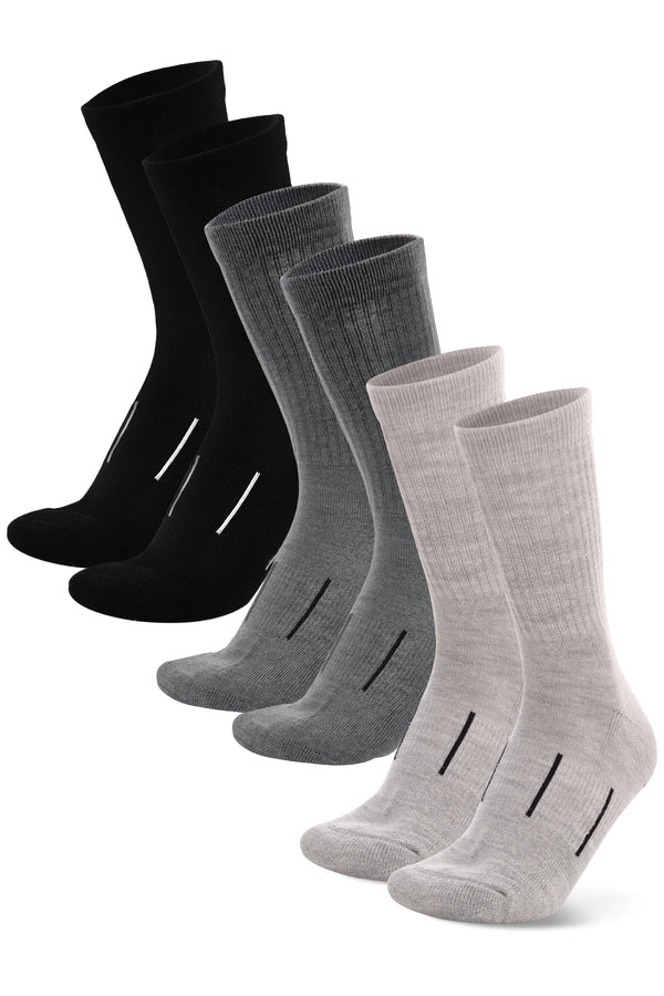 Merino Wool Hiking Socks - Multicolor: Smoke Grey, Steel Grey, Jet Black