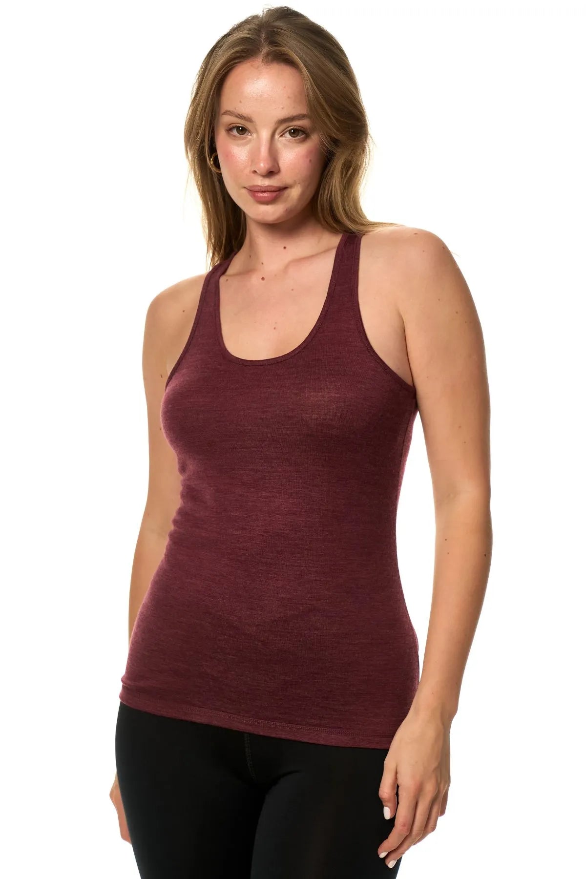 Women's Merino Wool Racerback Tank Top Burgundy