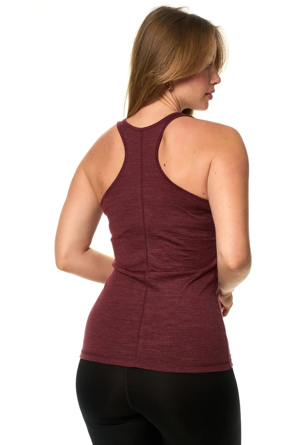 Women's Merino Wool Racerback Tank Top Burgundy