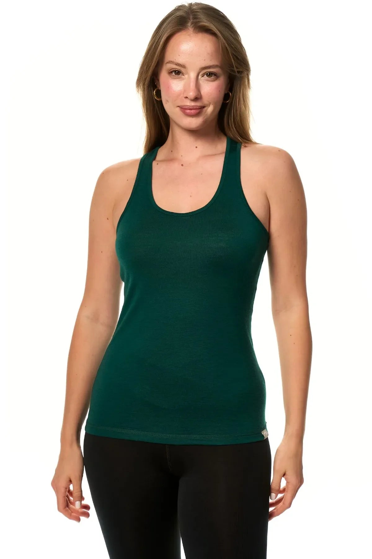 Women's Merino Wool Racerback Tank Top Forest Green