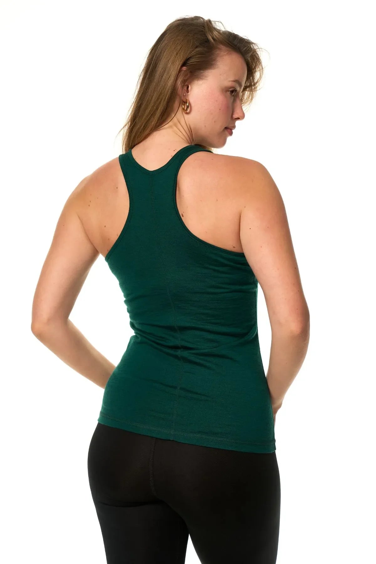 Women's Merino Wool Racerback Tank Top Forest Green