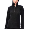 Women's Merino Wool Half Zip Hoodie 190 Charcoal Grey