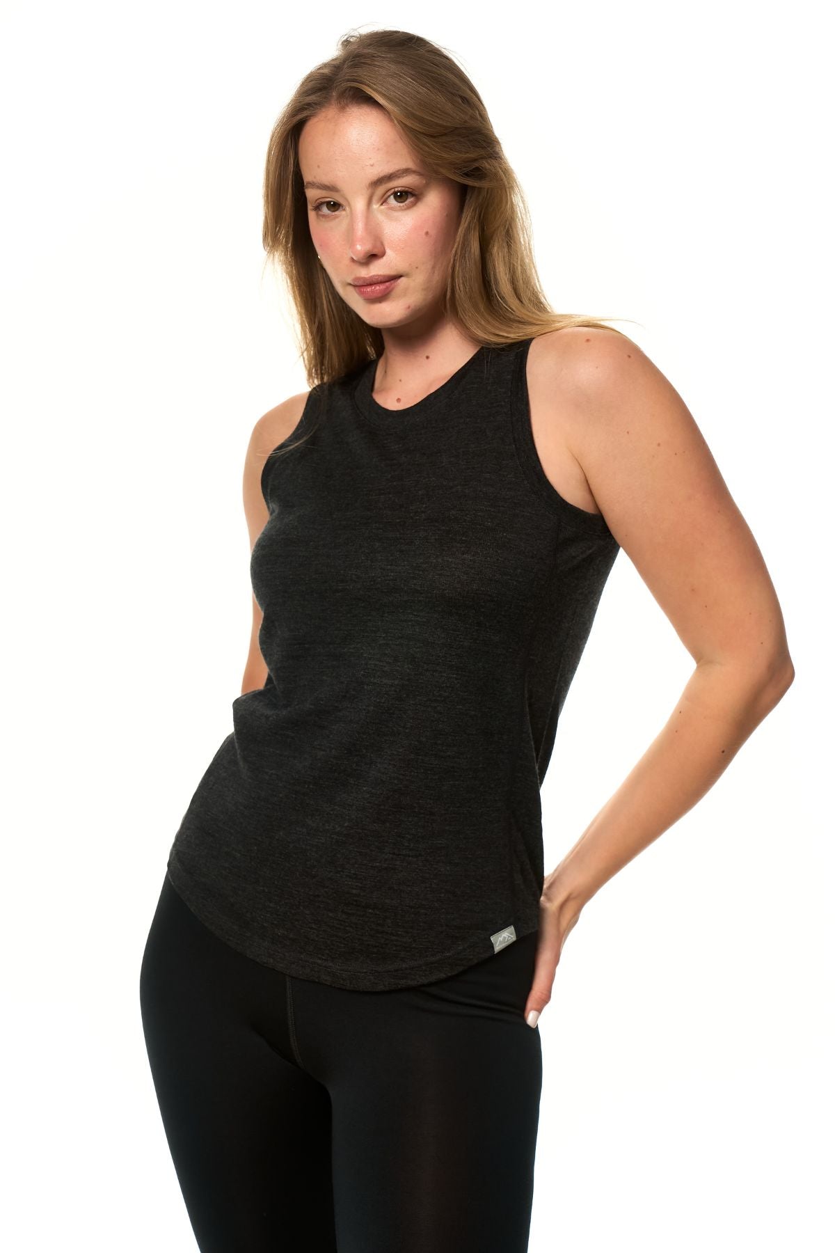 Women's Merino Wool Highneck Tank Top Charcoal