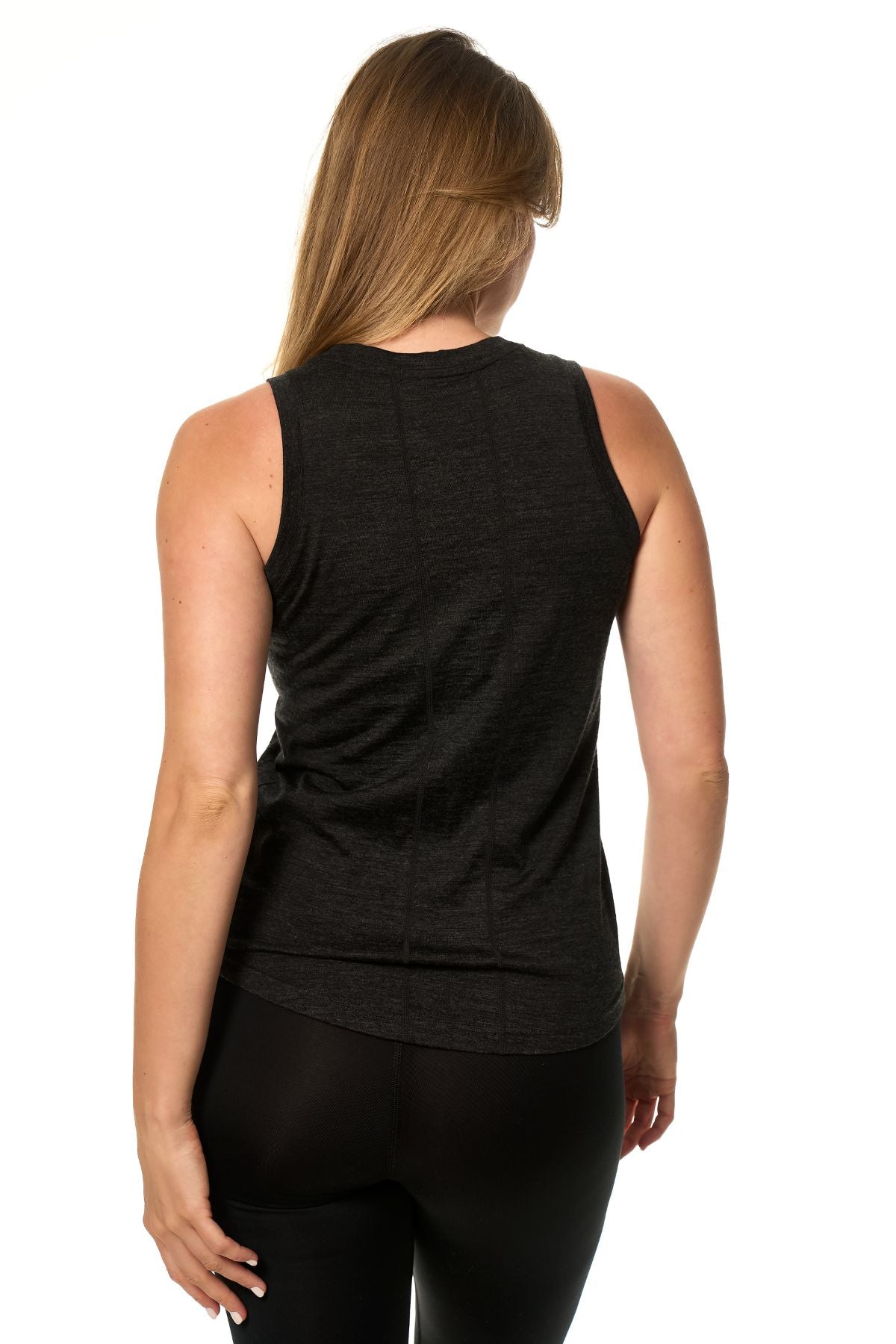 Women's Merino Wool Highneck Tank Top Charcoal