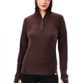 Women's Merino Wool Half Zip Hoodie 190 Chocolate