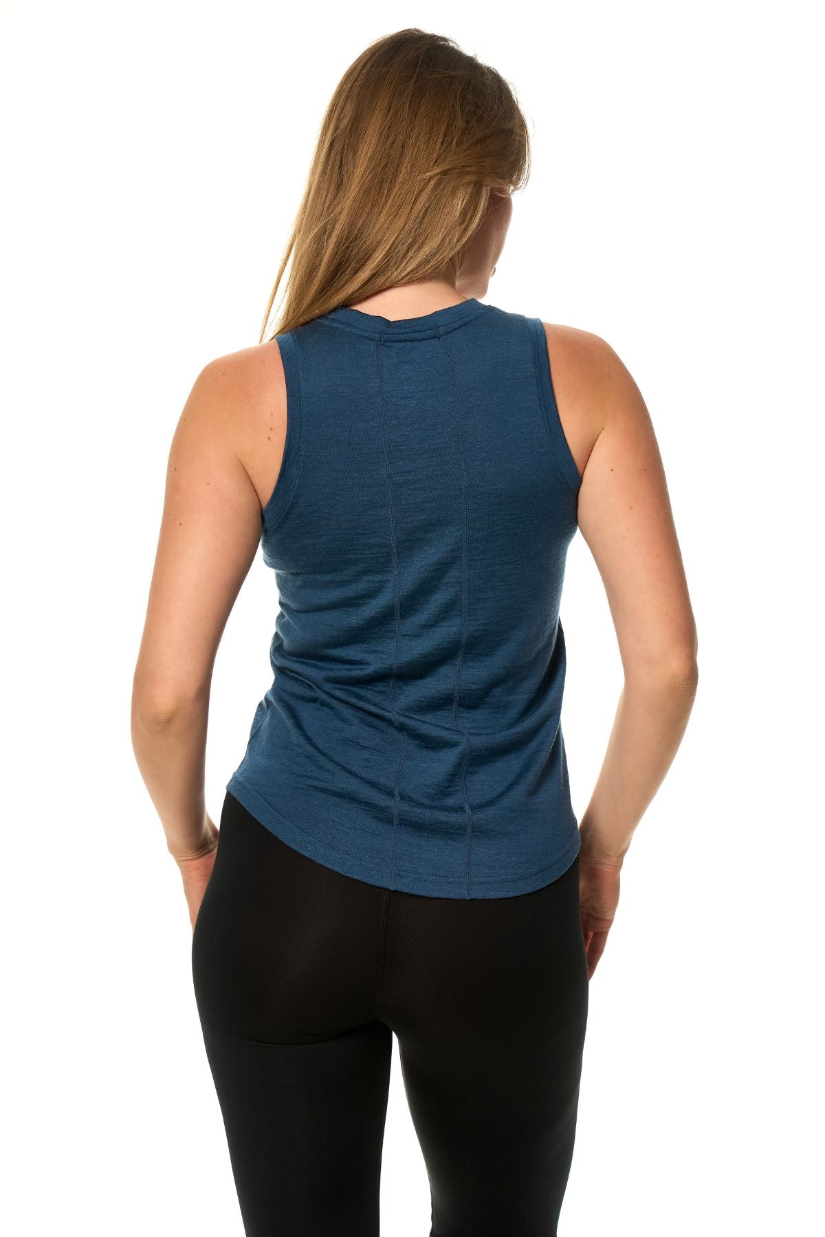 Women's Merino Wool Highneck Tank Top Denim