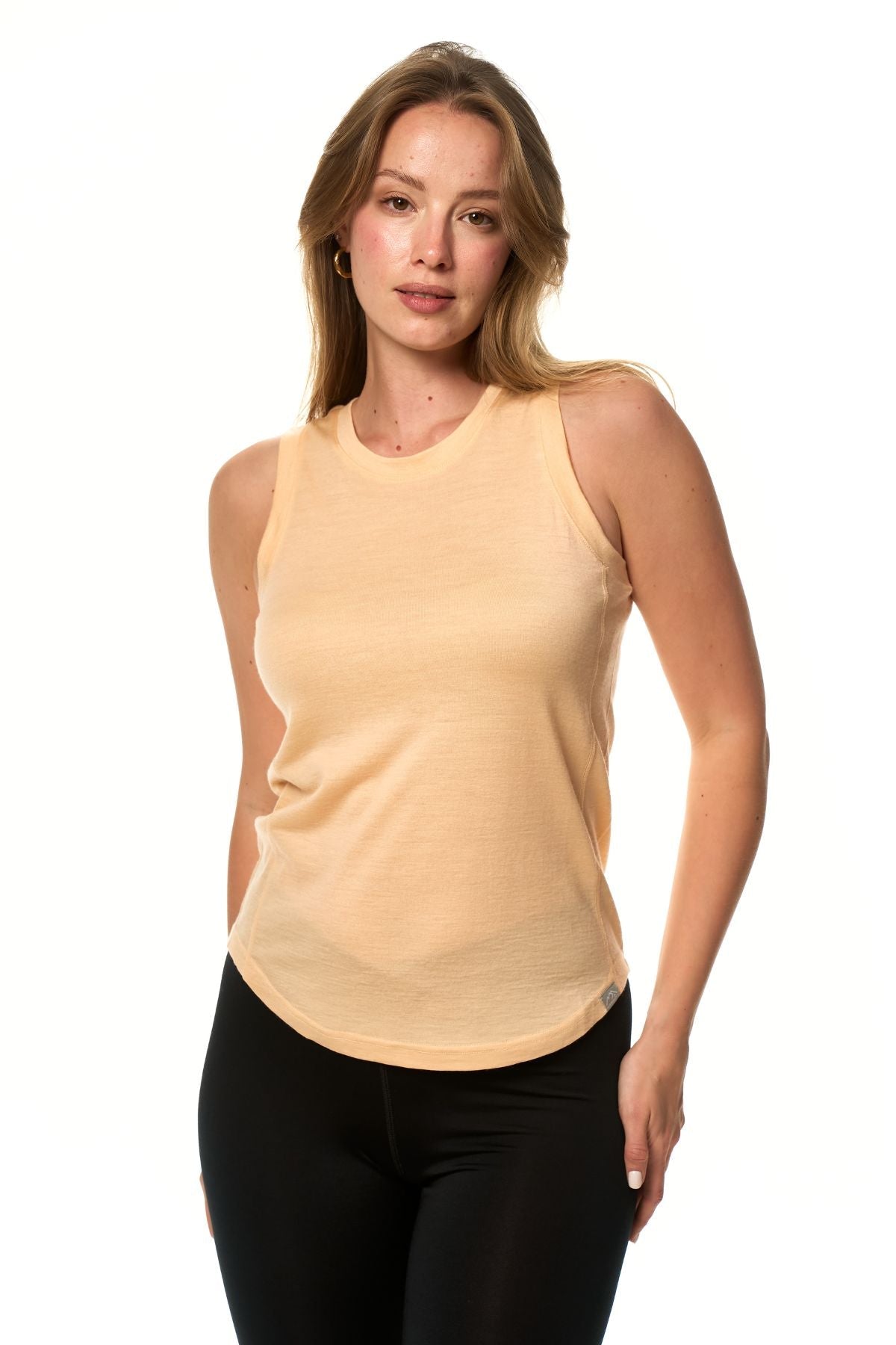 Women's Merino Wool Highneck Tank Top Peach