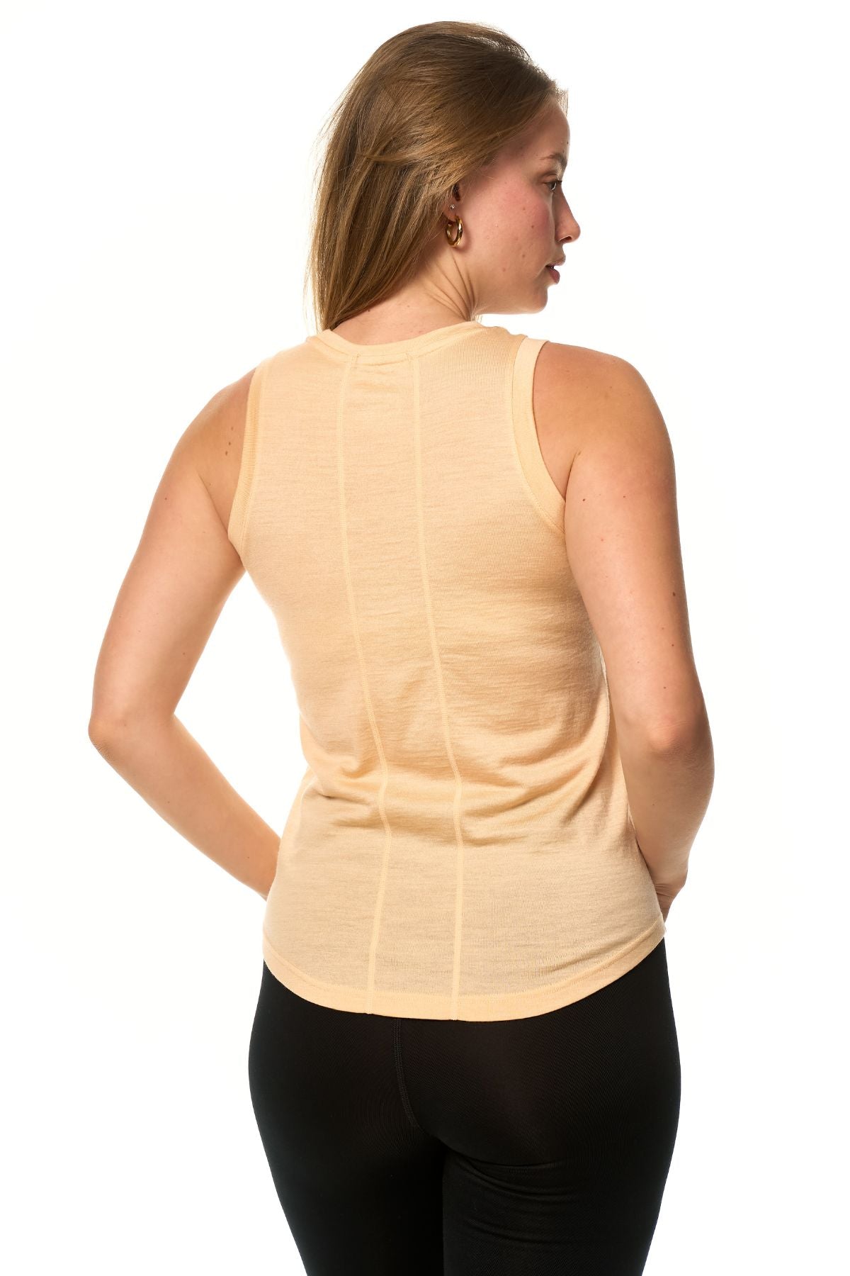 Women's Merino Wool Highneck Tank Top Peach