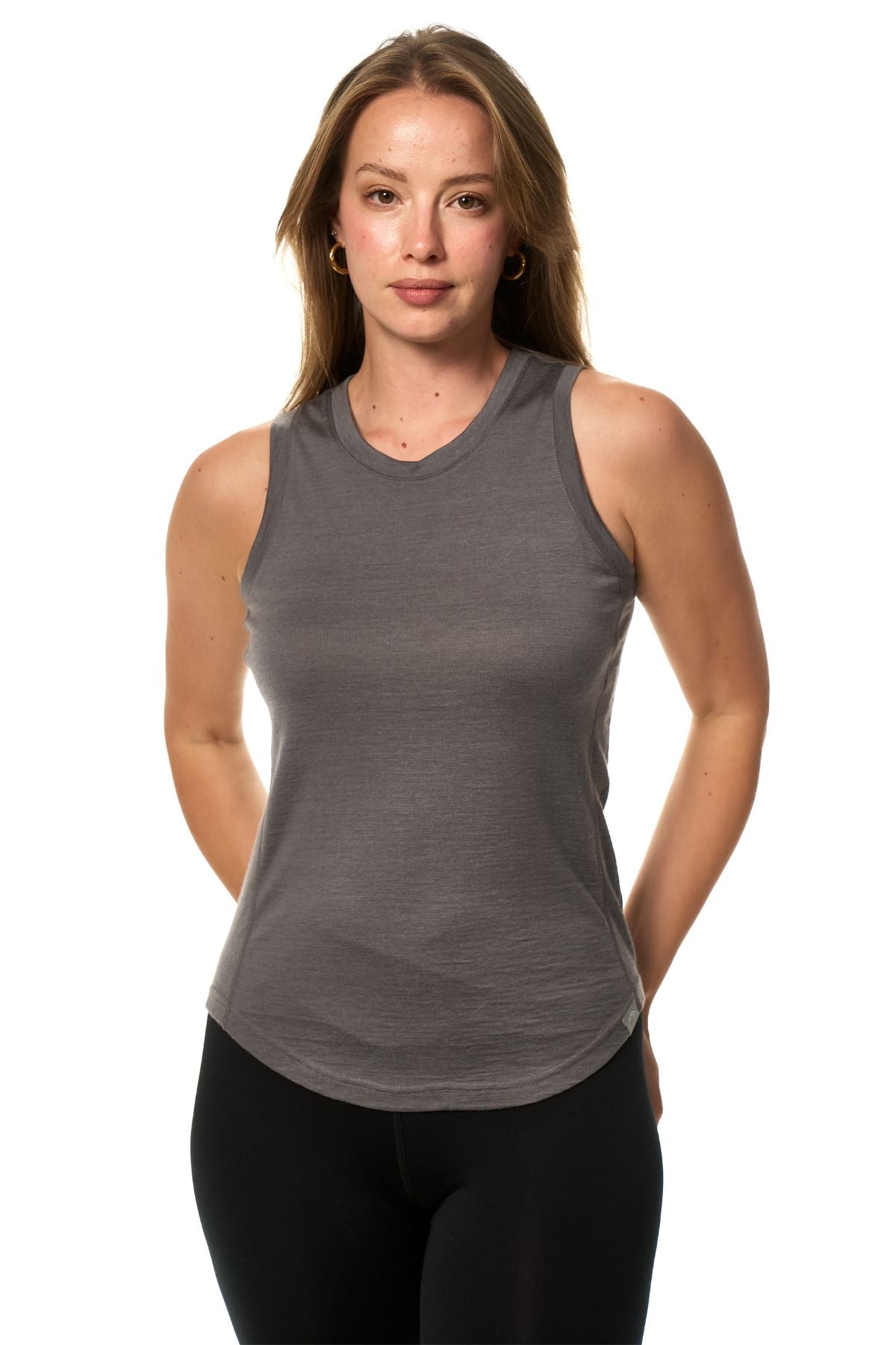 Women's Merino Wool Highneck Tank Top Perfect Grey