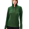 Women's Merino Wool Half Zip Hoodie 190 Olive