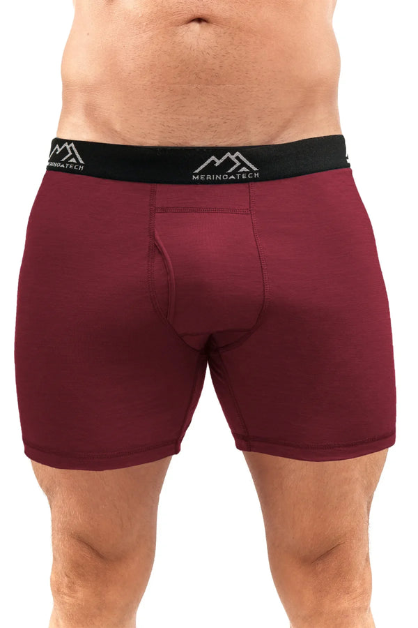 Men's Merino Boxers 190 Brief Burgundy (1 Pack)