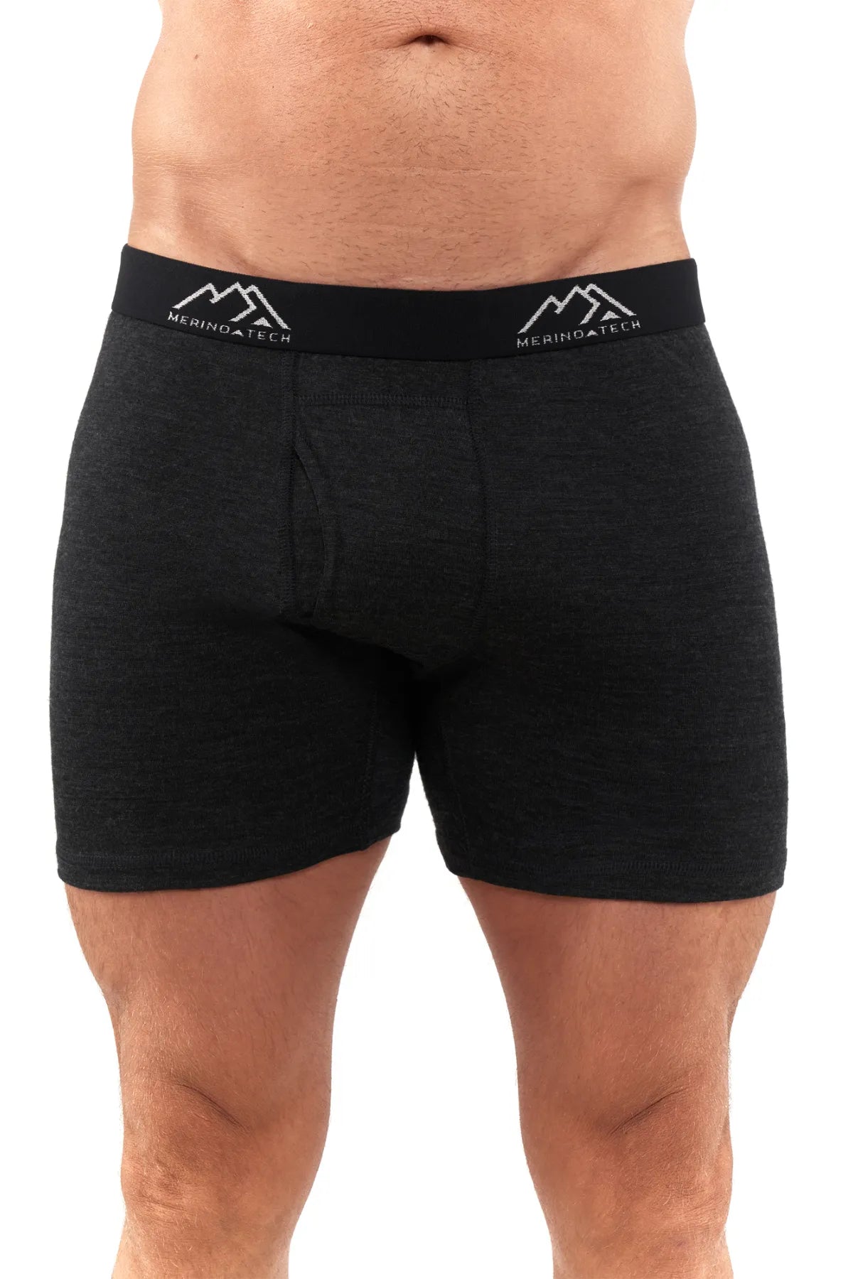 Men's Merino Boxers 190 Brief Heathered Black (2 Pack)