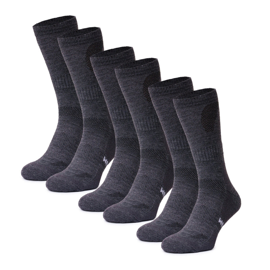 Merino Wool Hiking Socks - (Pack of 3) Dark Charcoal