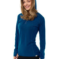 Women's Merino Wool Half Zip Hoodie 190 Denim Blue