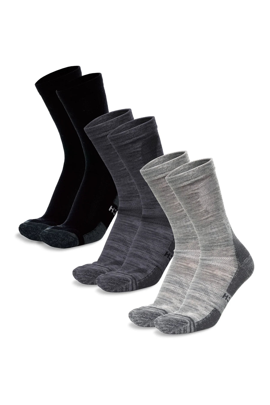 Merino Wool Hiking Socks - Multicolor: Black, Charcoal, Cloud Grey