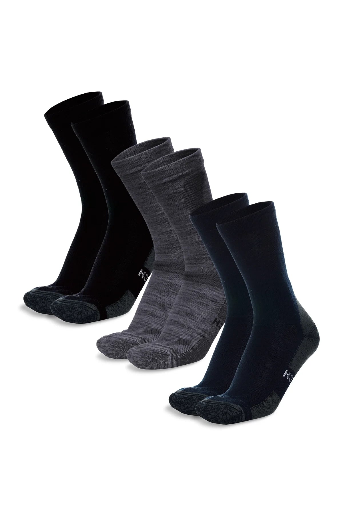 Merino Wool Hiking Socks - Multicolor: Black, Charcoal, Navy