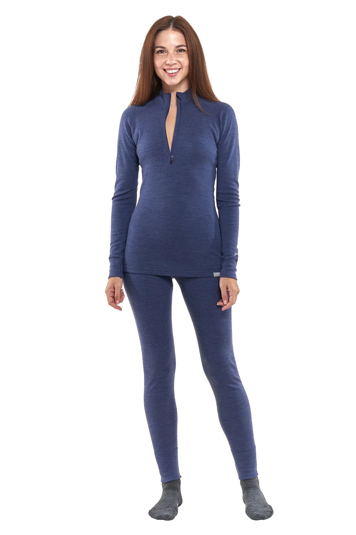 Women's Merino Thermal Set 250 Windsor Blue Zip-Up