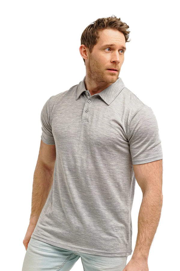 Men's Merino Polo 180 Heathered Grey