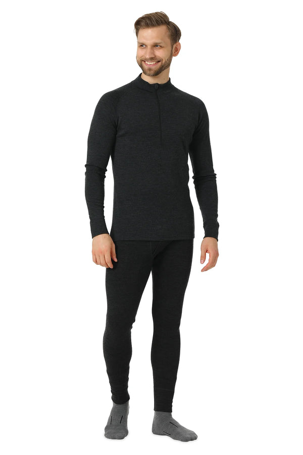 Men's Merino Thermal Set Zip 250 Charcoal Grey