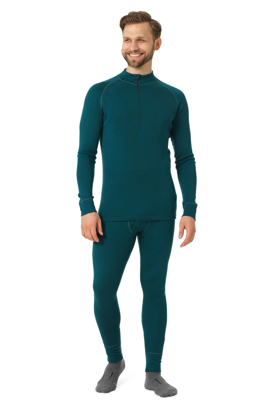 Men's Merino Thermal Set Zip 250 Deep Teal