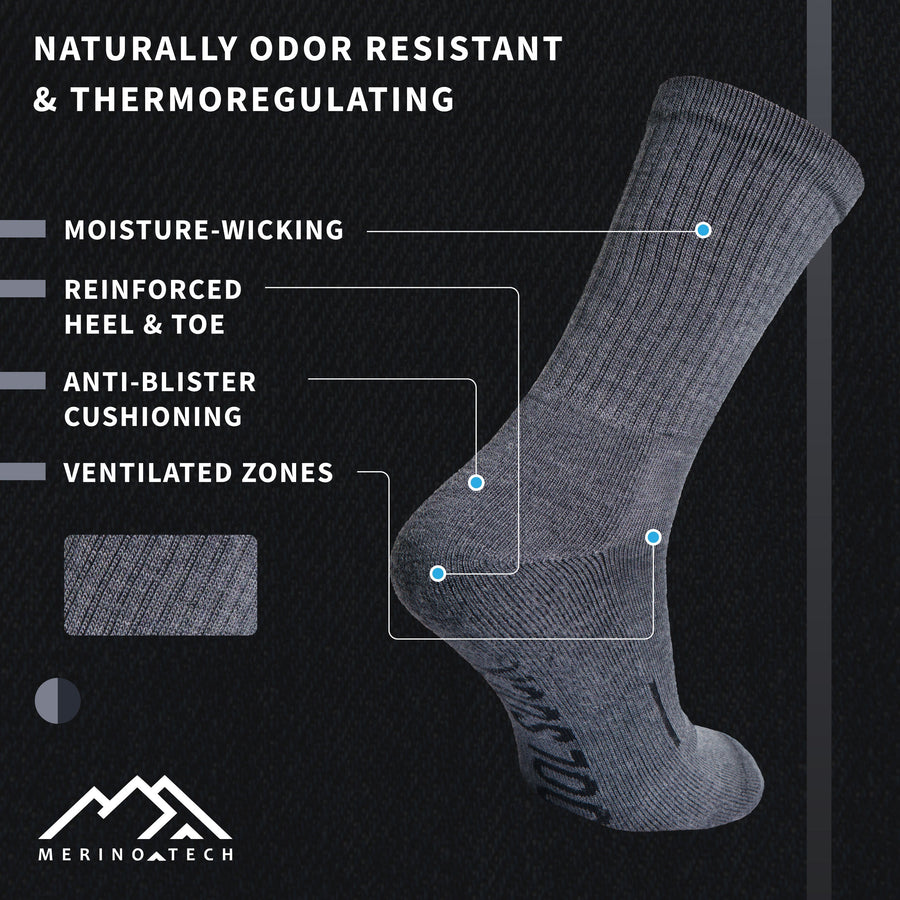 Merino Wool Hiking Socks - (Pack of 2 ) Mediterranean Island