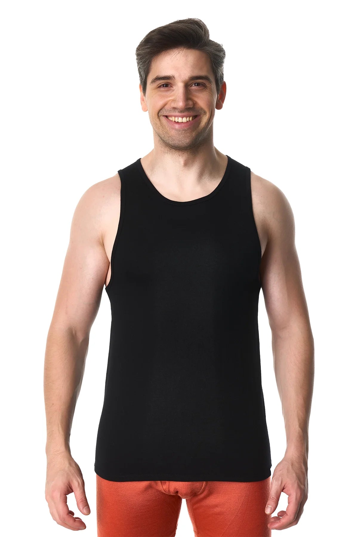 Men's Merino Wool Tank Top A-Shirt Black
