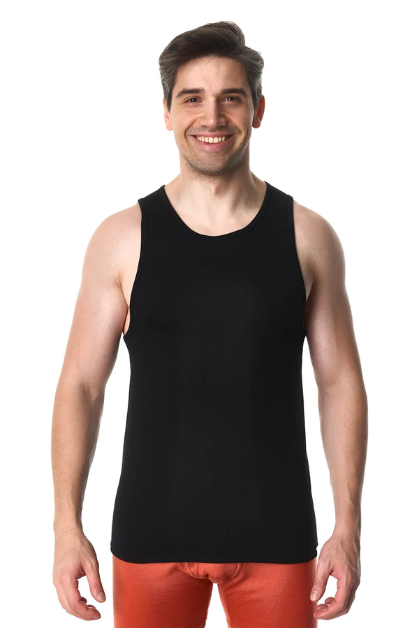 Men's Merino Wool Tank Top A-Shirt Black