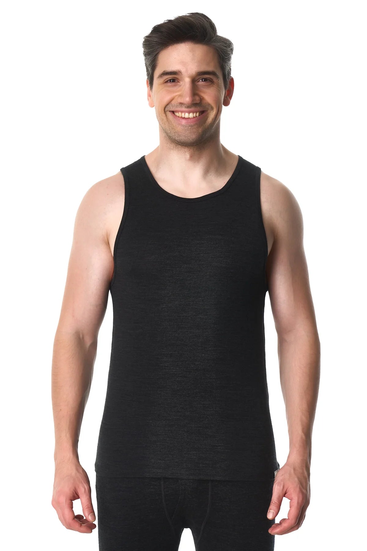 Men's Merino Wool Tank Top A-Shirt Charcoal Grey