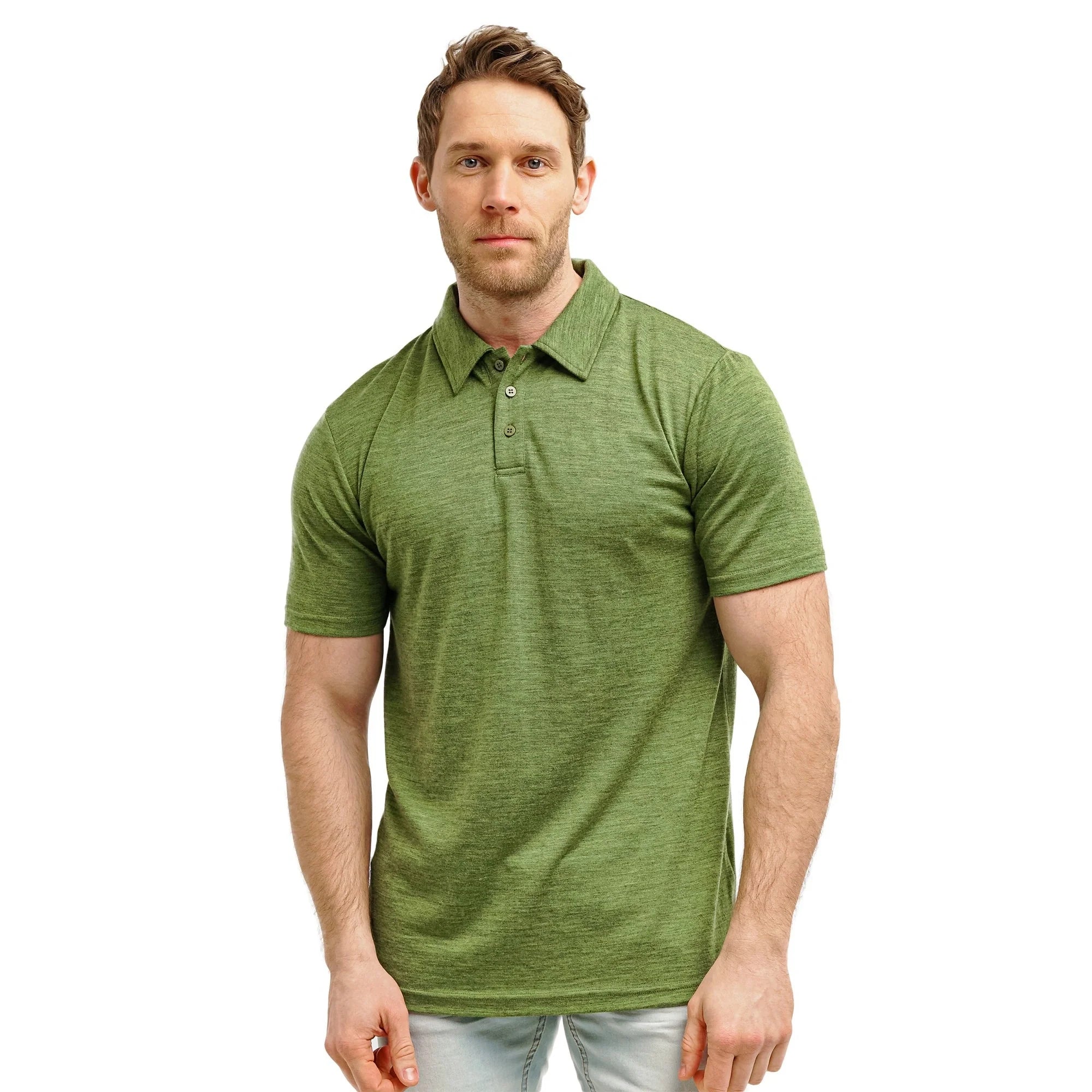 Men's Merino Polo 180 Olive Green