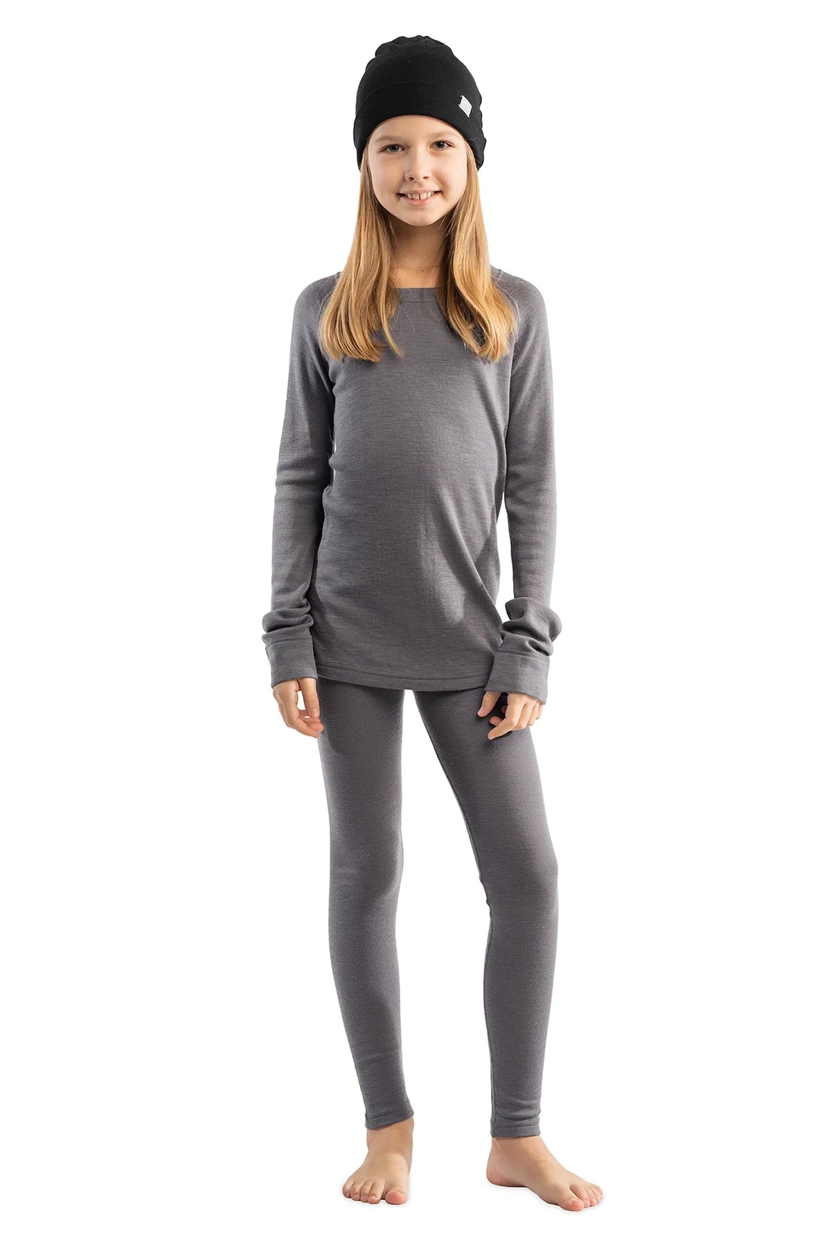 Kids' Merino Set Perfect Gray + Black Beanie
