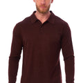 Men's Merino Wool Long Sleeve Polo Bordo