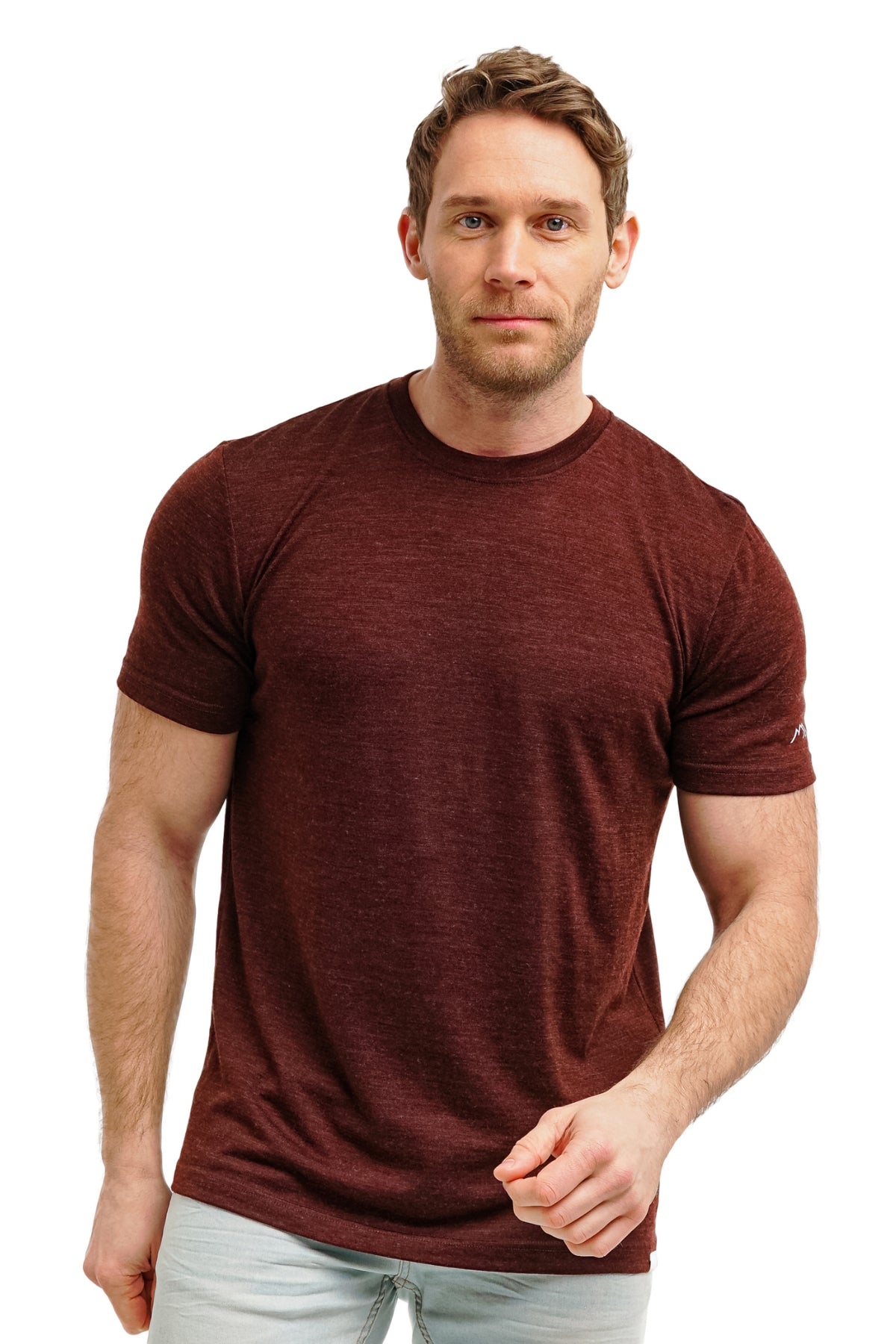 Men's Merino T-shirt 180 Bordo Wine Melange (+socks)