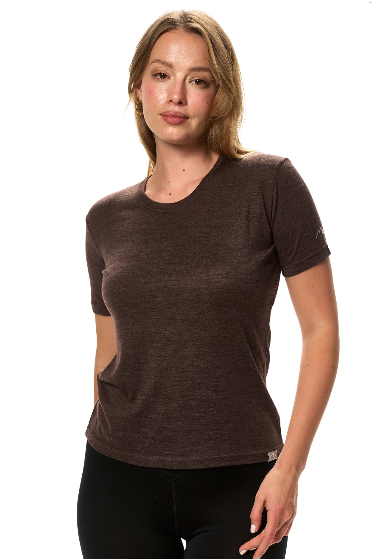 Women's Merino T-shirt 180 Chocolate | Crewneck (+socks)
