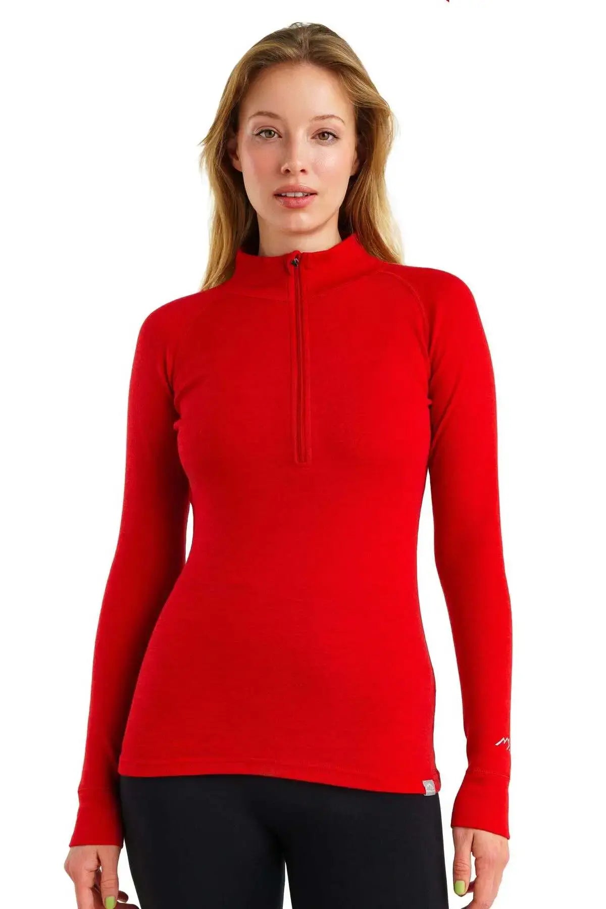 Women's Merino Half Zip Long Sleeve 250 Cherry Red