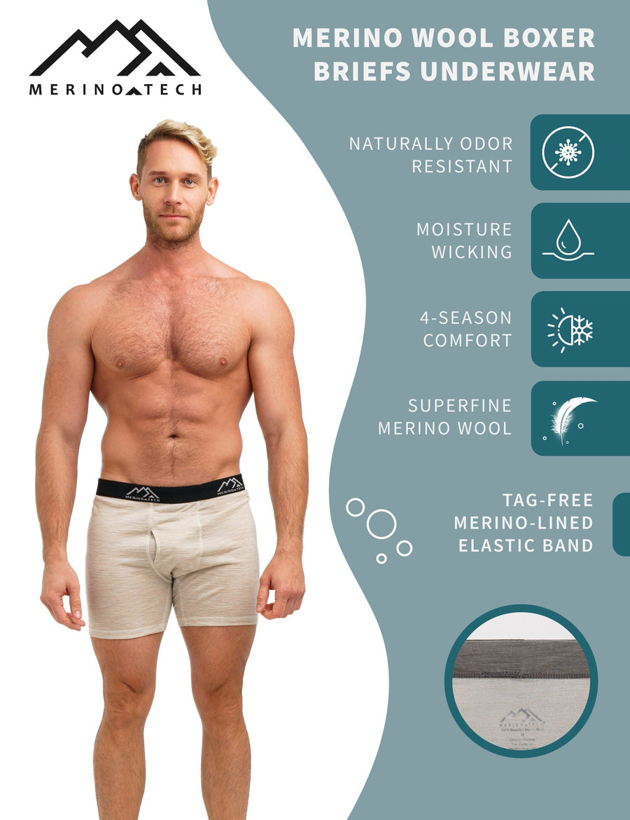 Men's Merino Boxers 190 Oatmeal (1 Pack)