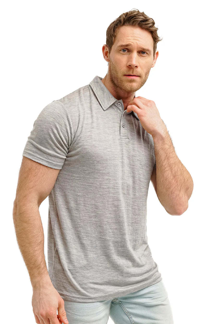 Men's Merino Polo 180 Heathered Grey