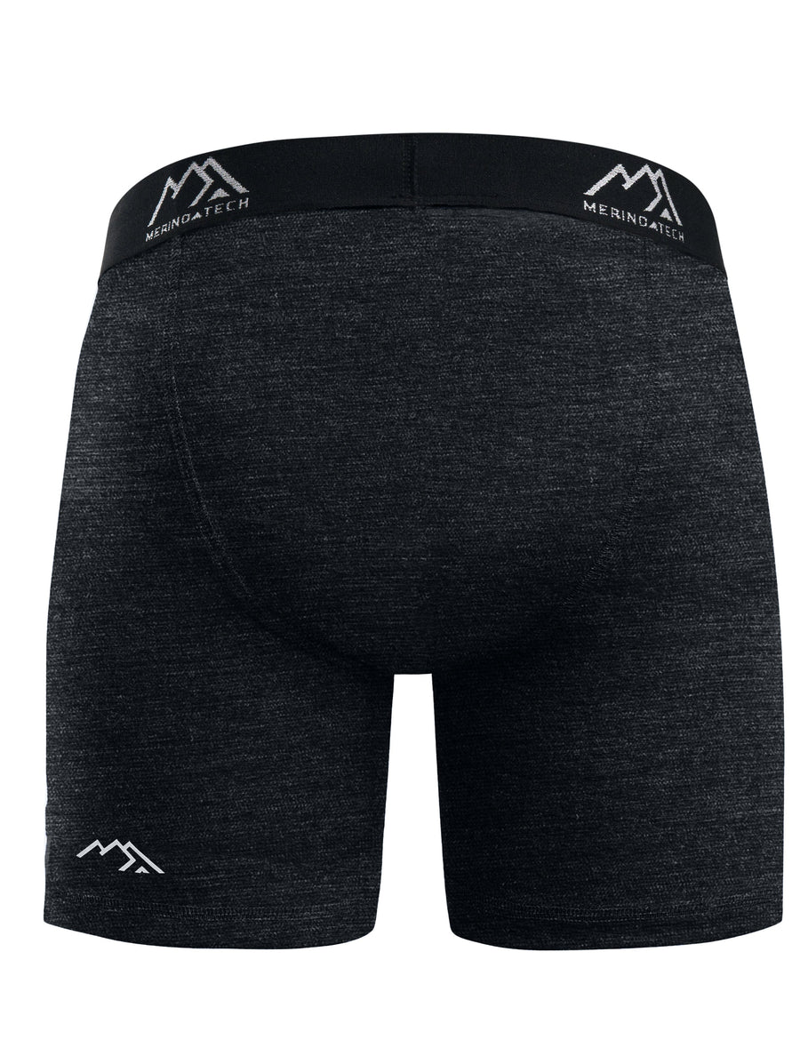 Men's Merino Boxers 190 Brief Heathered Black (2 Pack)