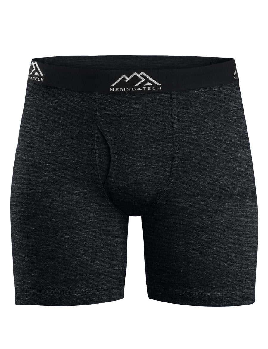 Men's Merino Boxers 190 Brief Heathered Black (2 Pack)
