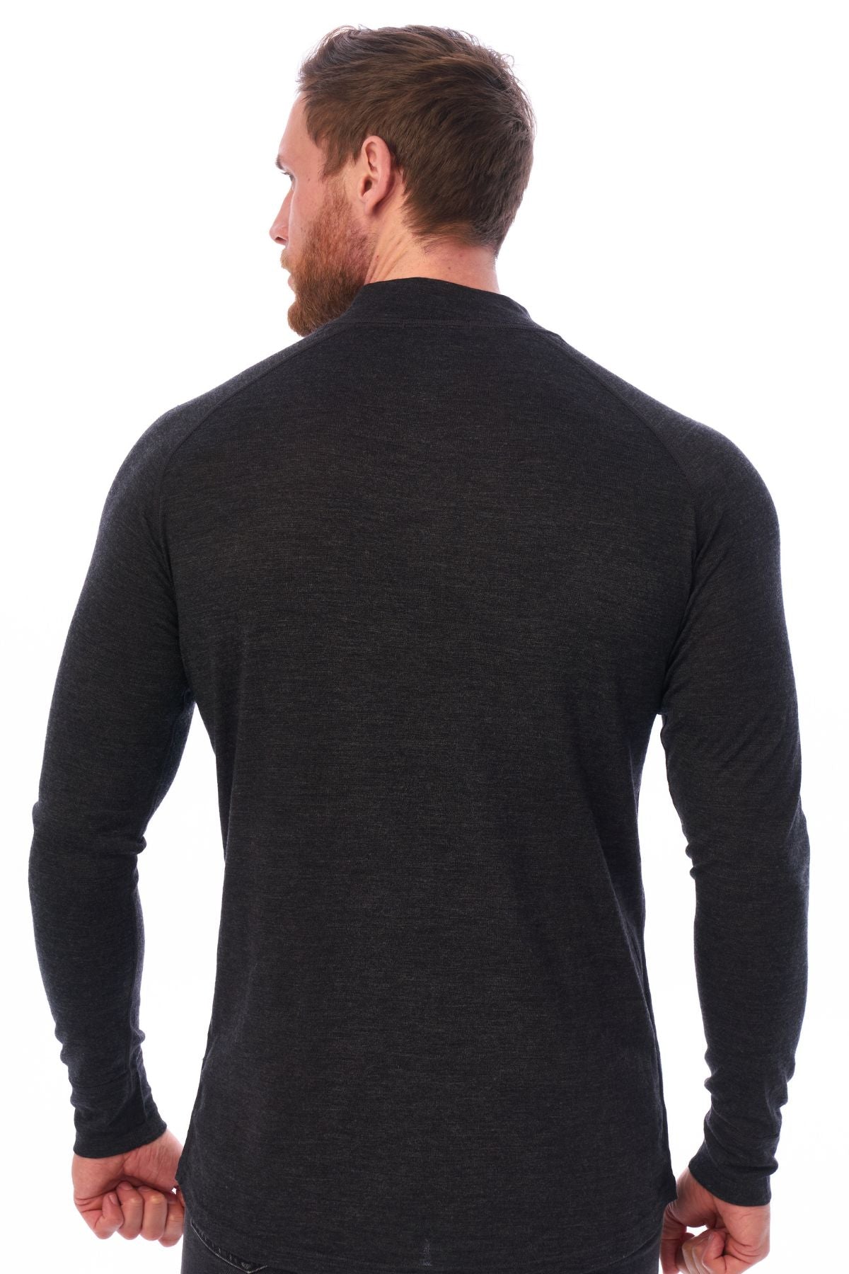 Men's Merino Half Zip Long Sleeve 165 Charcoal Grey