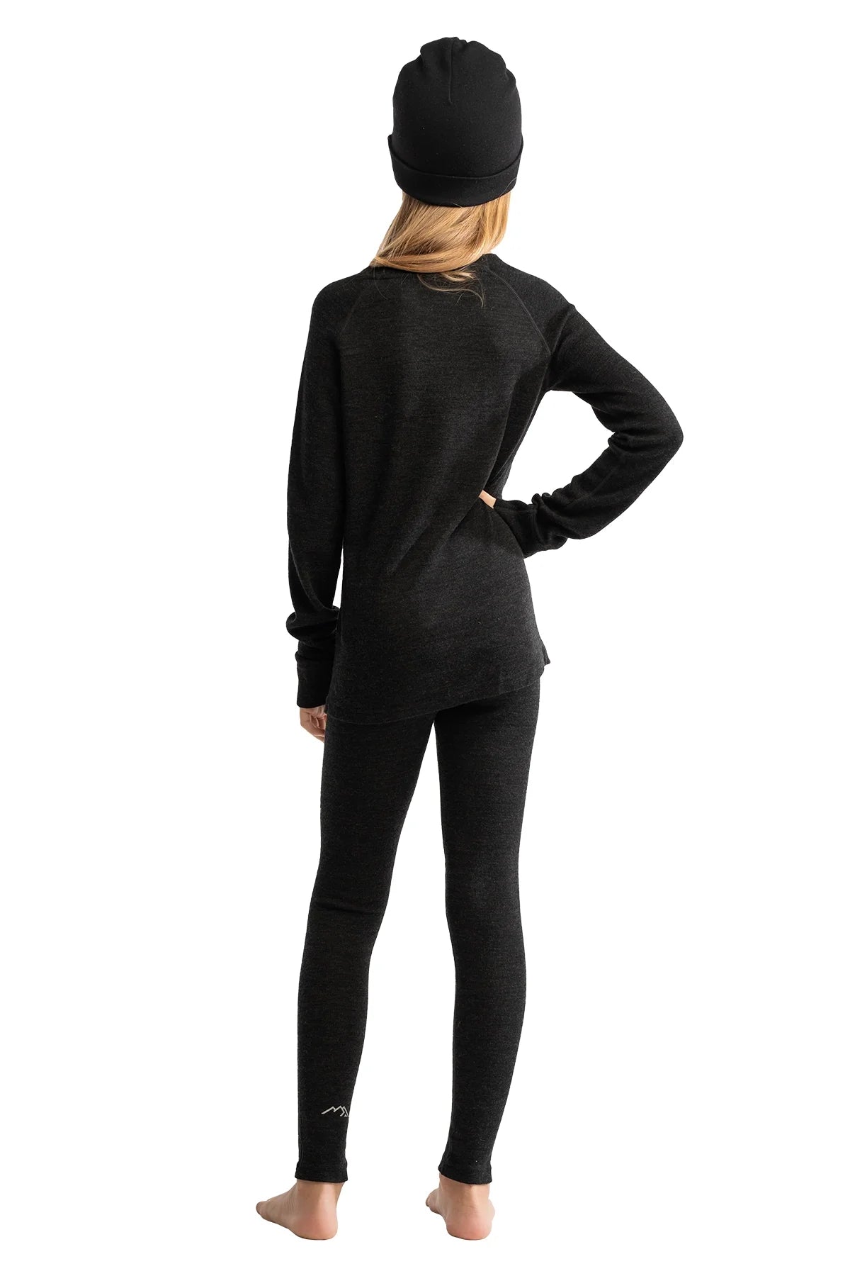 Kids' Merino Set Charcoal Grey + Black Beanie