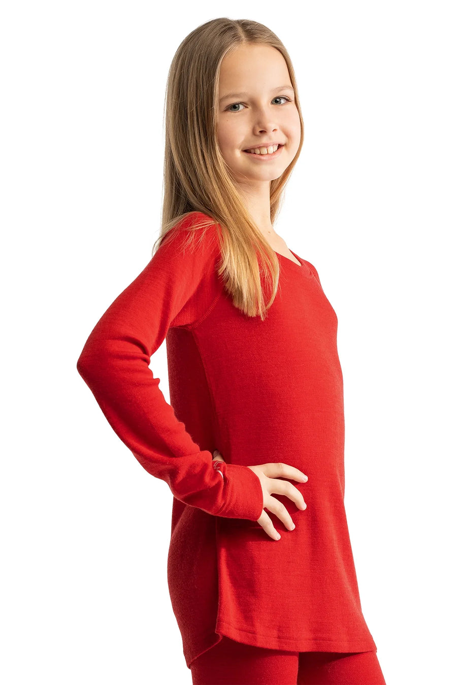 Kids' Merino Wool Long Sleeve 250 Cherry Red