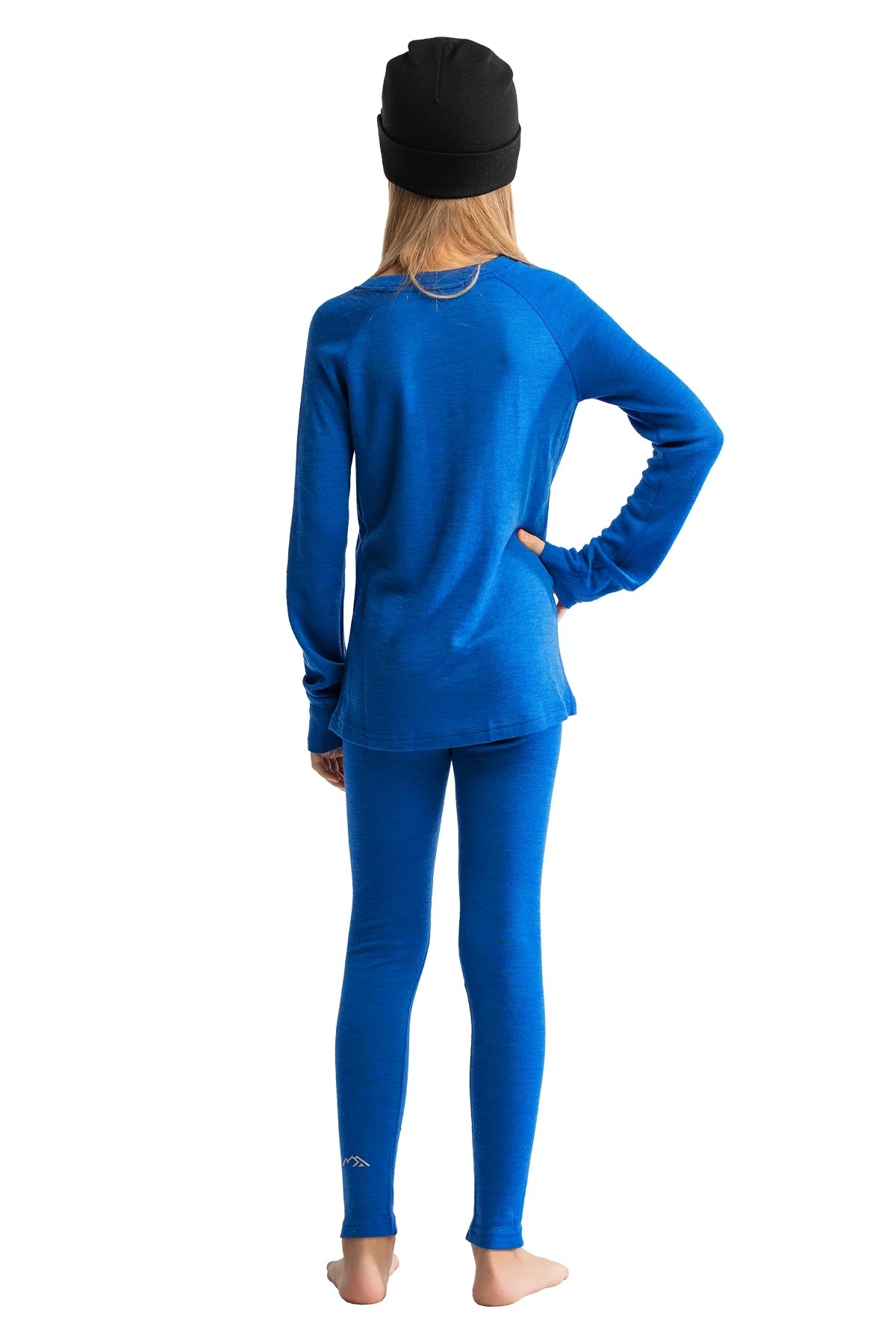 Kids' Merino Set Cobalt Blue + Black Beanie