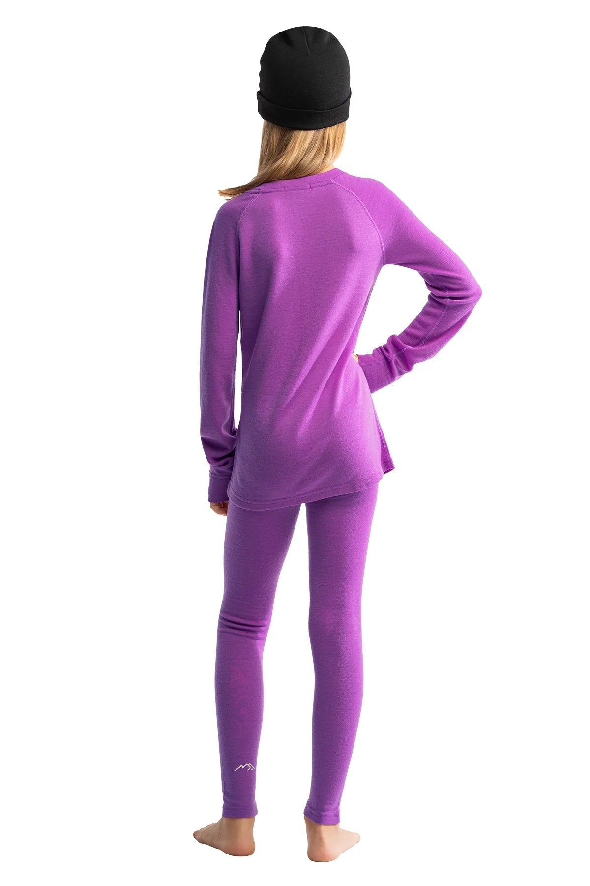 Kids' Merino Set Violet Purple + Black Beanie
